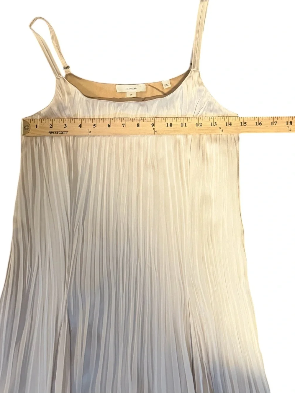 Vince Relaxed Plissé Satin Midi Slipdress Size Small Petite - Picture 9 of 10